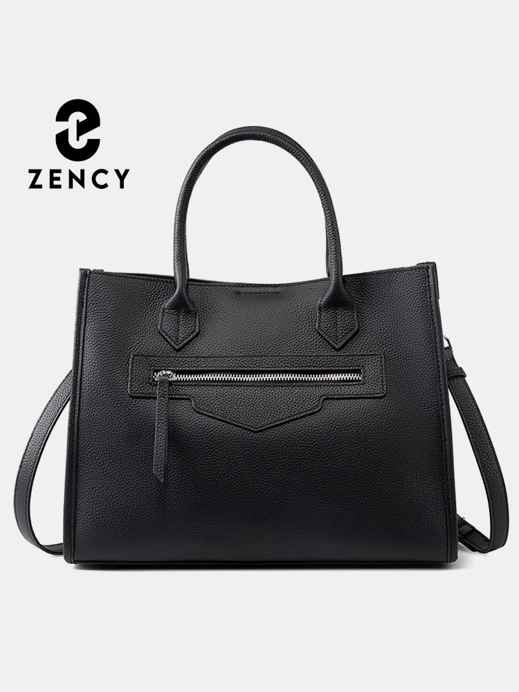 Zency Women Handbag Vintage Genuine Leather Shoulder Bag Ladies Crossbody Simple Top Handle Bags For Work Designer Big Bags