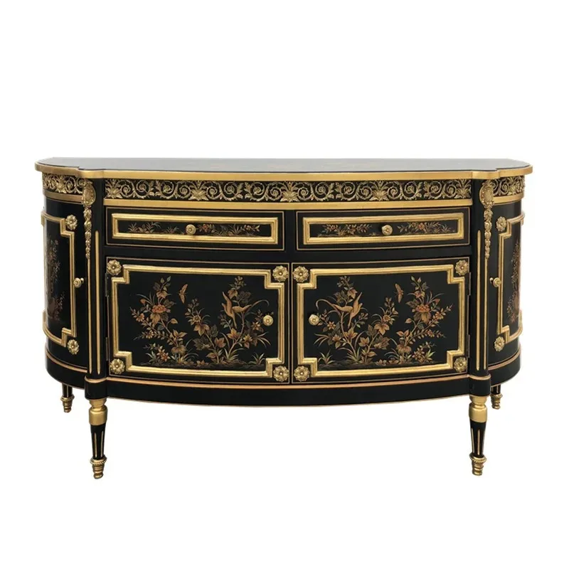 

Entrance cabinet carved dining side cabinet French painting decorative cabinet locker furniture