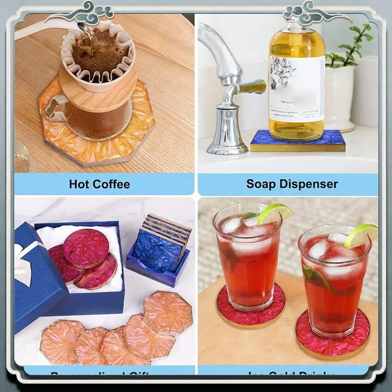 

Прочные 18-комп. силиконовые формы для подставок из смолы, формы для подставок с круглыми квадратными восьмиугольными формами-держателями с формочками для подносов