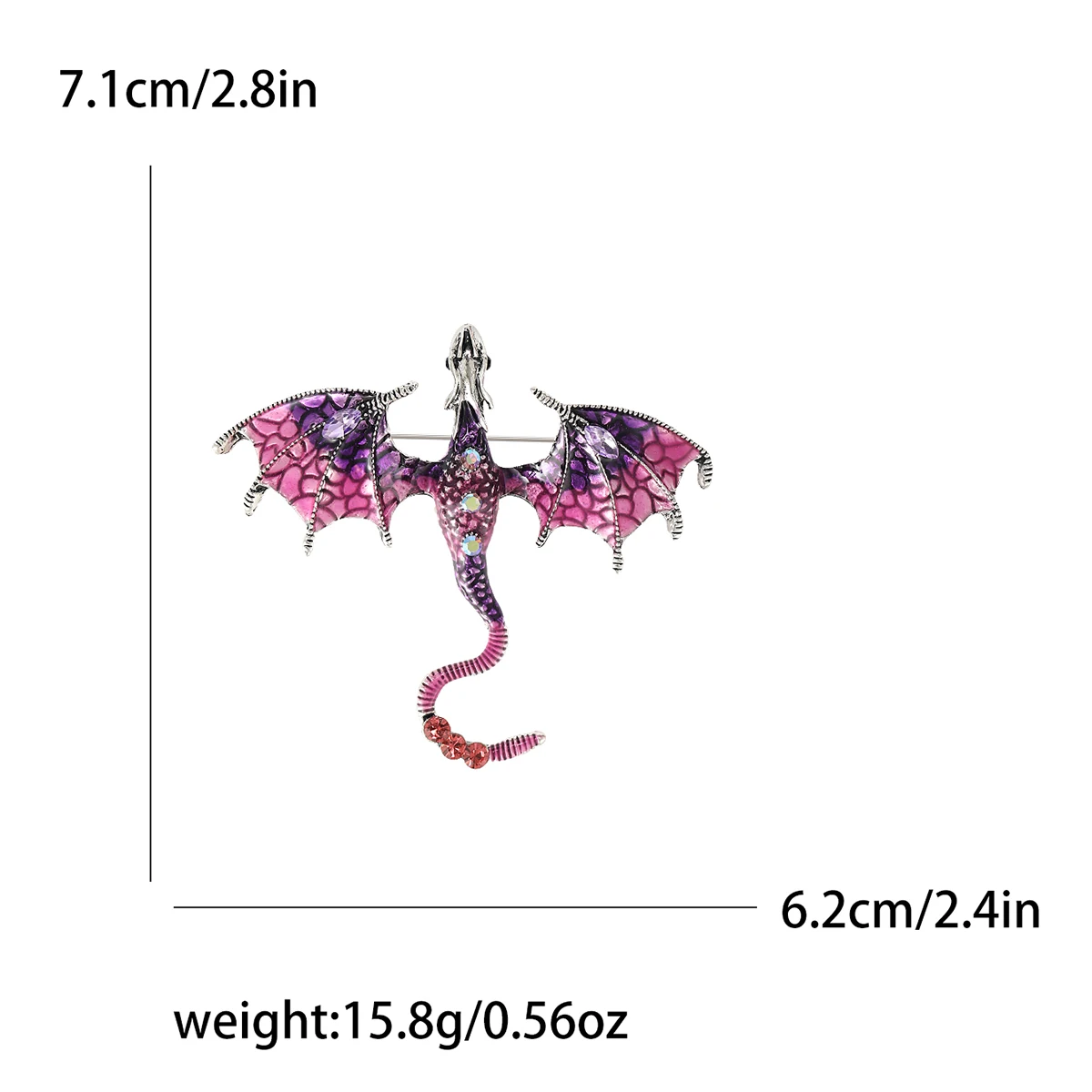 Rhinestone Dragon Brooches for Women Unisex Enamel Flying Legend Animal Pins Banquet Party Backpack Gifts Jewelry Accessories