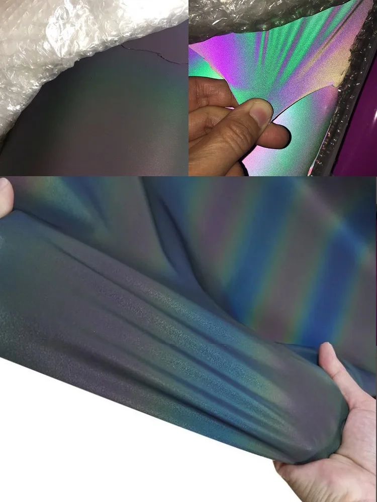 Laser-Regenbogen-Reflektieren des Gewebe, bunter Reflektor, DIY-Kleidung, Nähzeug, Bekleidungs zubehör, Reflektieren des Gewebe – Detail 3