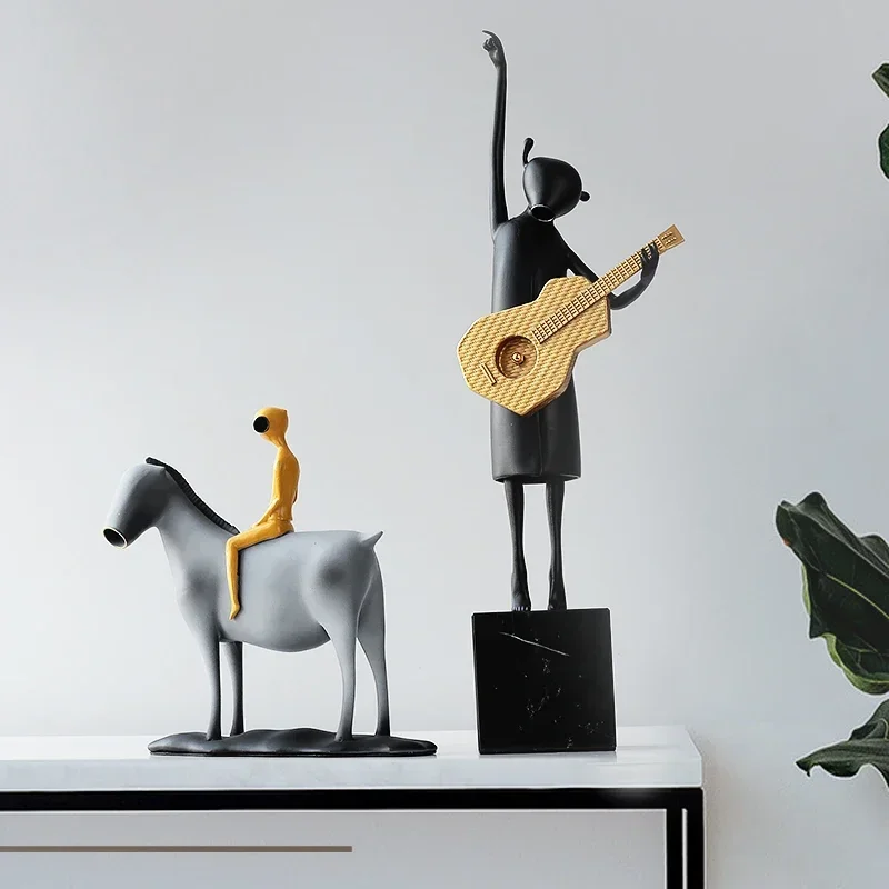 Living Room Modern Simple Abstract Horse Riding Sculpture Art Ornaments Office Model Room Creative Decorations