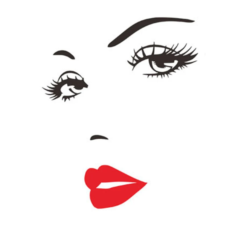 Waterproof Decals Wall Sticker Bedroom Self-adhesive Removable Women Eyelashes Red Lips Art Vinyl Home Decoration