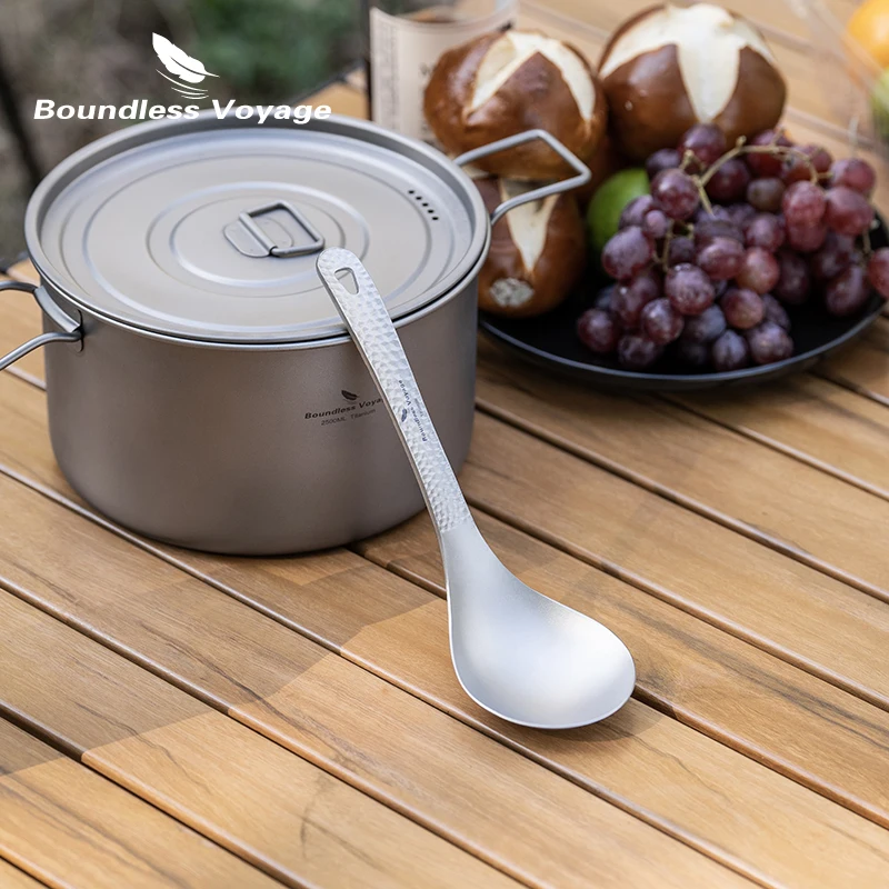 

Ложка для супа Boundless Voyage, титановые столовые приборы с утолщенной и расширенной ручкой, посуда для кемпинга на открытом воздухе, титановая ложка для супа