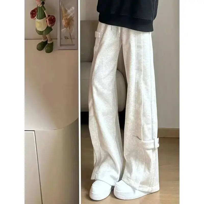 

TRSYPHXM 2025 sports pants men's and women's American straight leg casual pants deconstruction curved knife wide leg sweatpants