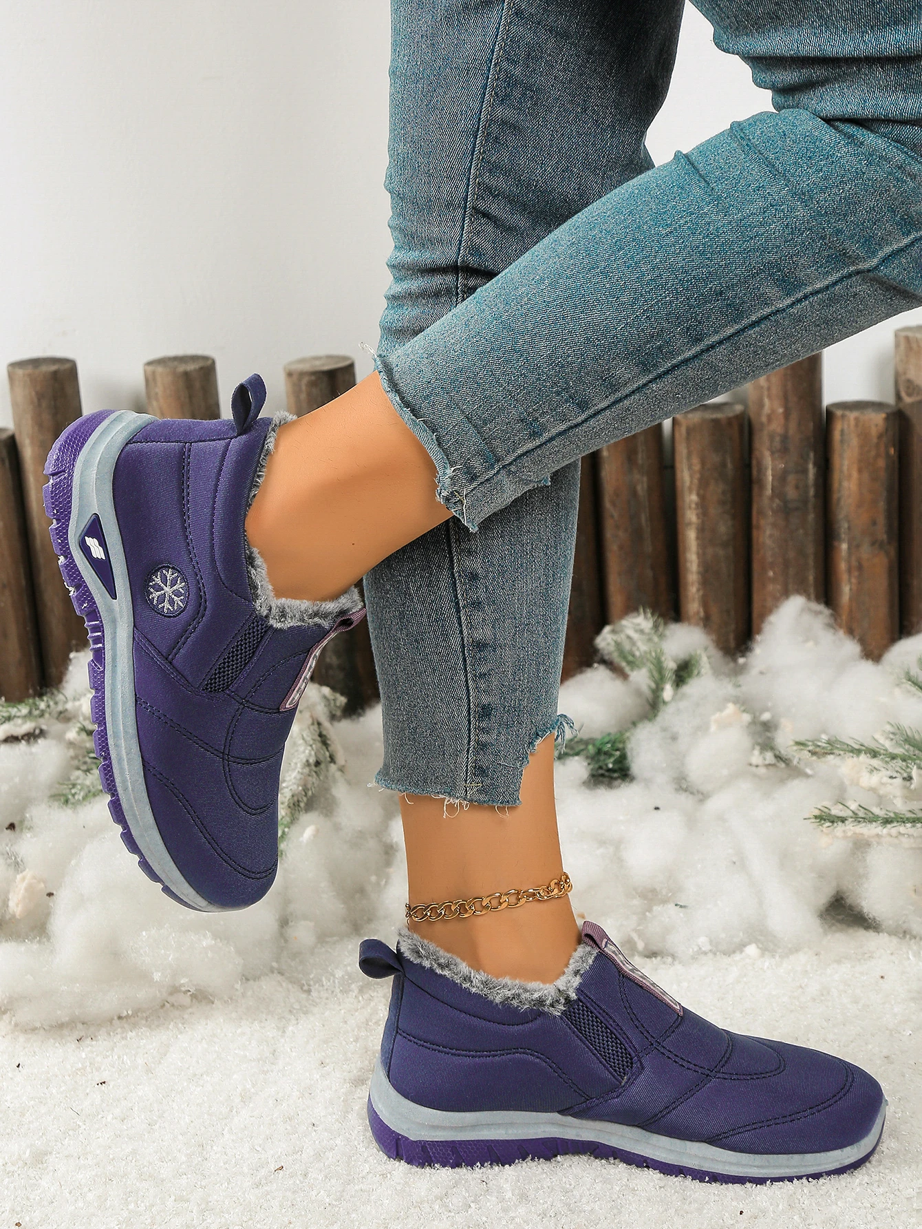 Damenstiefel, leichte Damenschuhe, bequeme Damen-Freizeitschuhe mit weicher Sohle und dickem Fleecefutter, Schuhe mit kostenlosem Versand – Detail 16