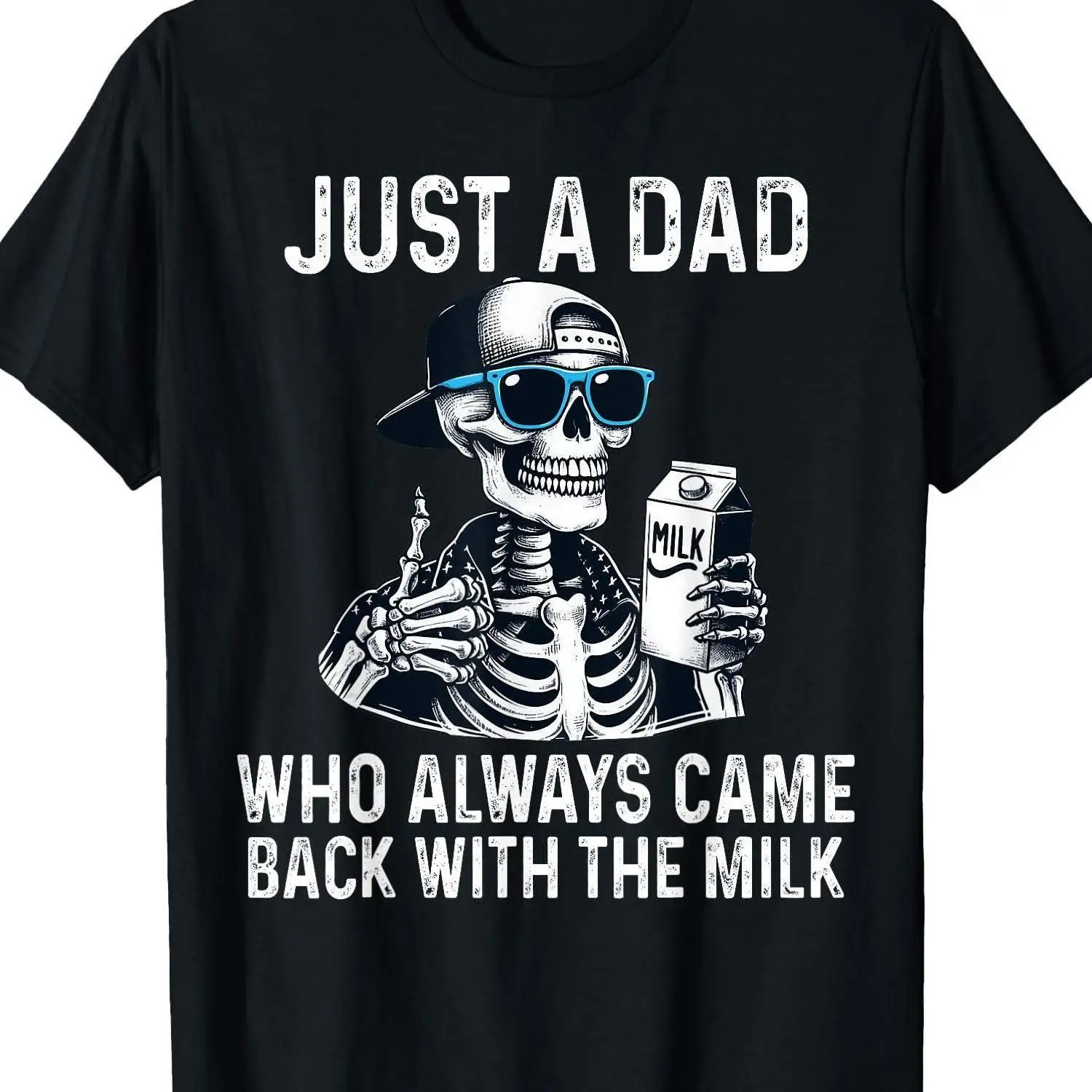 2025 nuevo papá, que siempre llega con leche usa una camiseta holgada con cuello redondo y estampado de calavera que es transpirable.