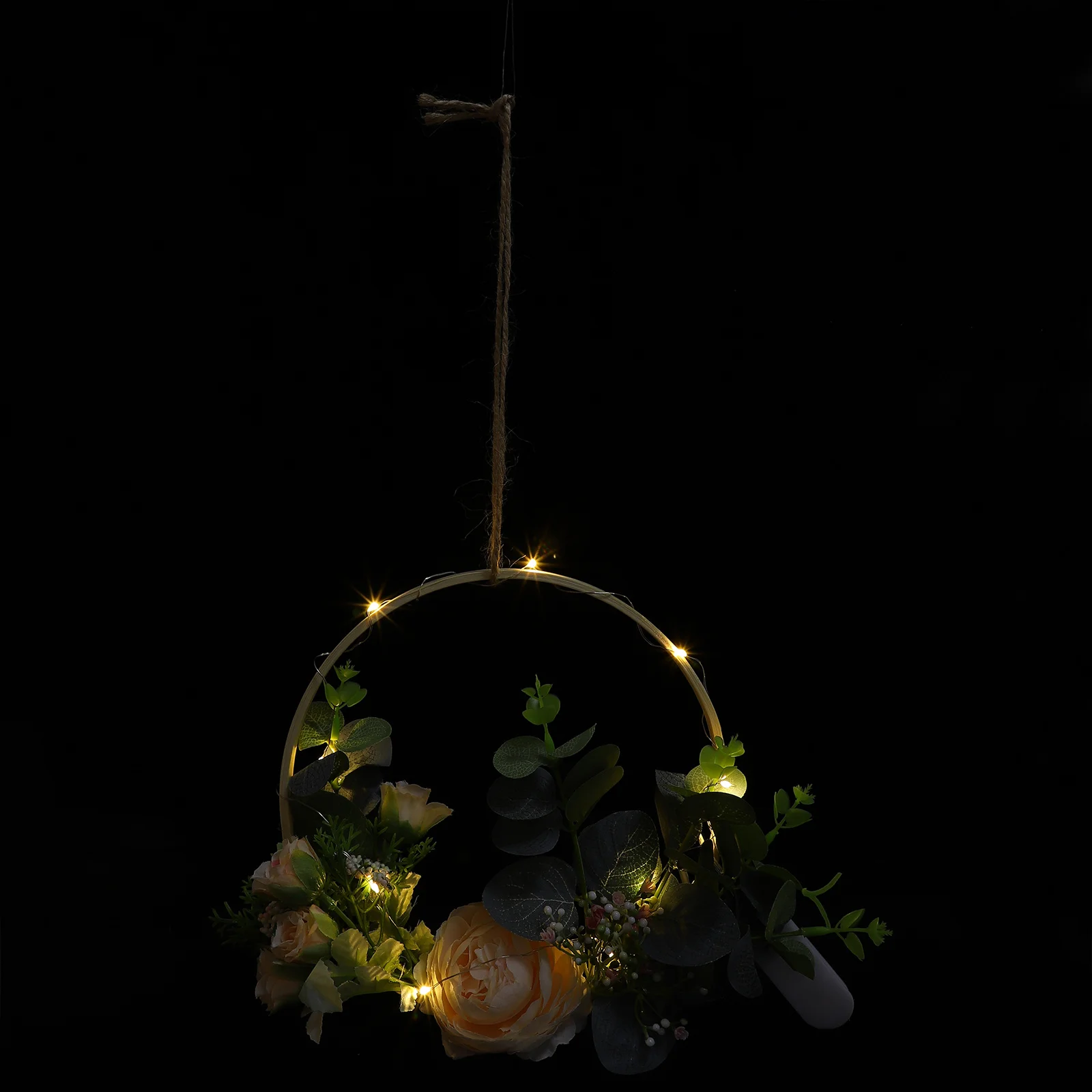 

Simulation Flower Hanging Ornament Bamboo Ring Lamp For Home Decor Living Room Bedroom Wall Pendant Indoor Lighting Housewarming