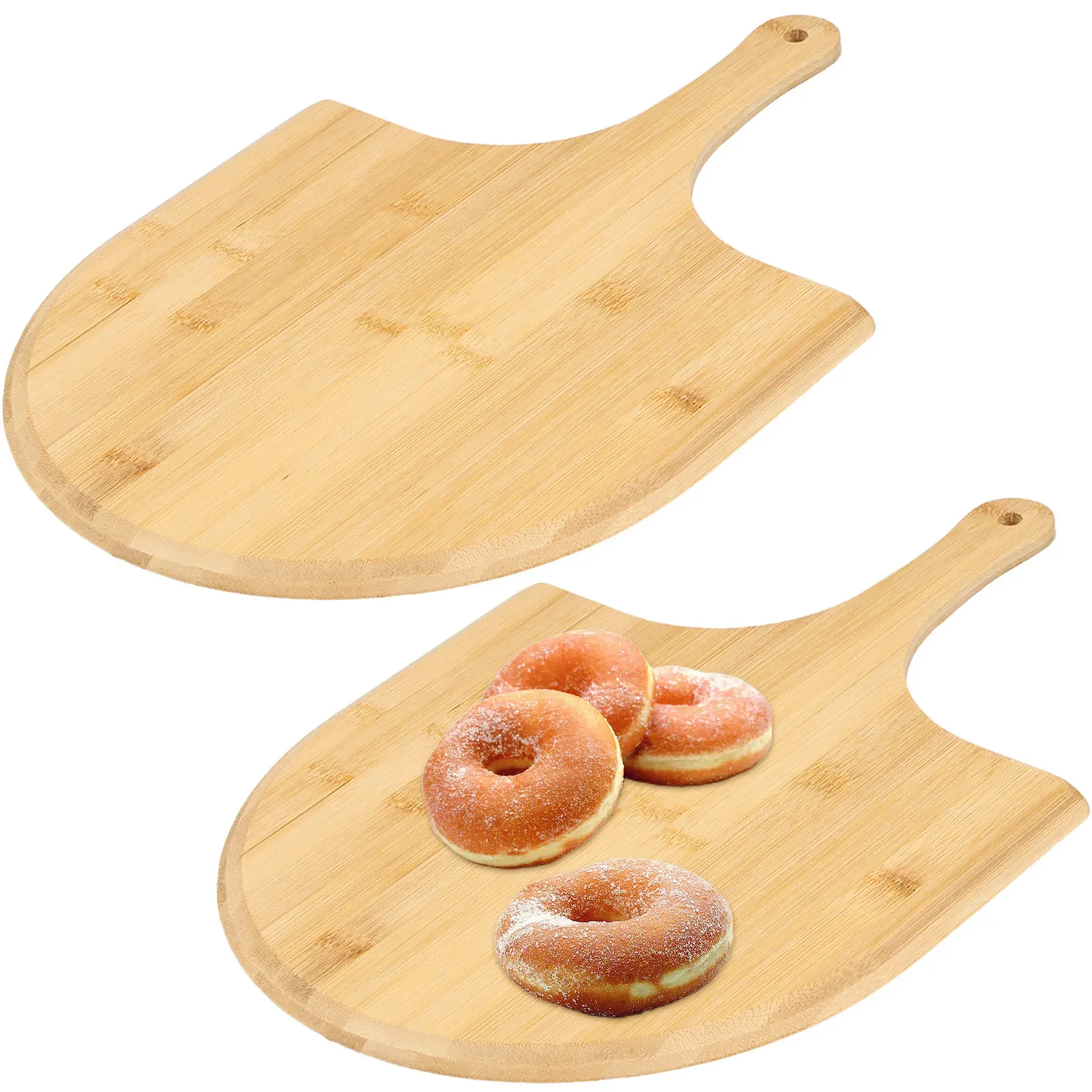 

2Pcs Pizza Peel with Long Handle Bamboo Pizza Spatula Multifunctional Turning Peel Hanging Shovel for Home Kitchen Accessories