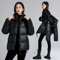 Black Short Hooded Thick Cotton Jacket For Women Winter Coat Jacket Warm Down Cotton Parkas Korean Loose Women's Parkas 4