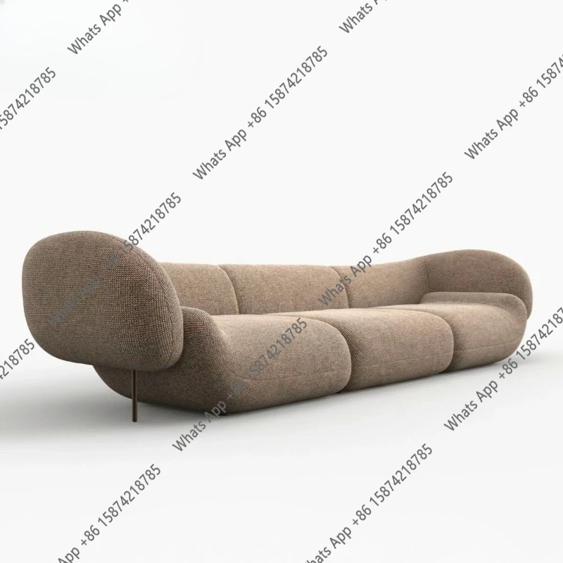 

Medieval cream sailboat design U-shaped armrest sofa retro cotton and linen fabric double triple sofa