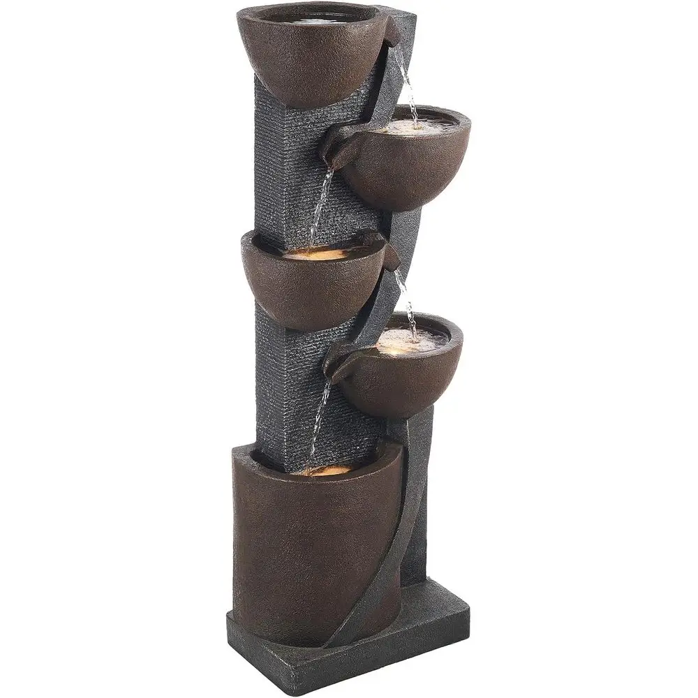 

5-Tier Indoor/Outdoor Jar-Shaped Cascading Waterfall with LED Light and Pump