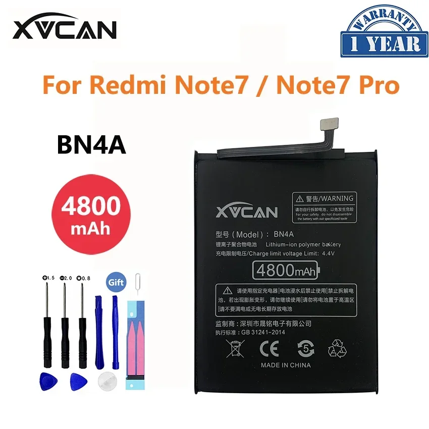 

Original XVCAN BN4A 4800mAh Battery For Xiaomi Redmi Note 7 Note7 Pro 7Pro Note7Pro High Capacity Phone Replacement Batteria