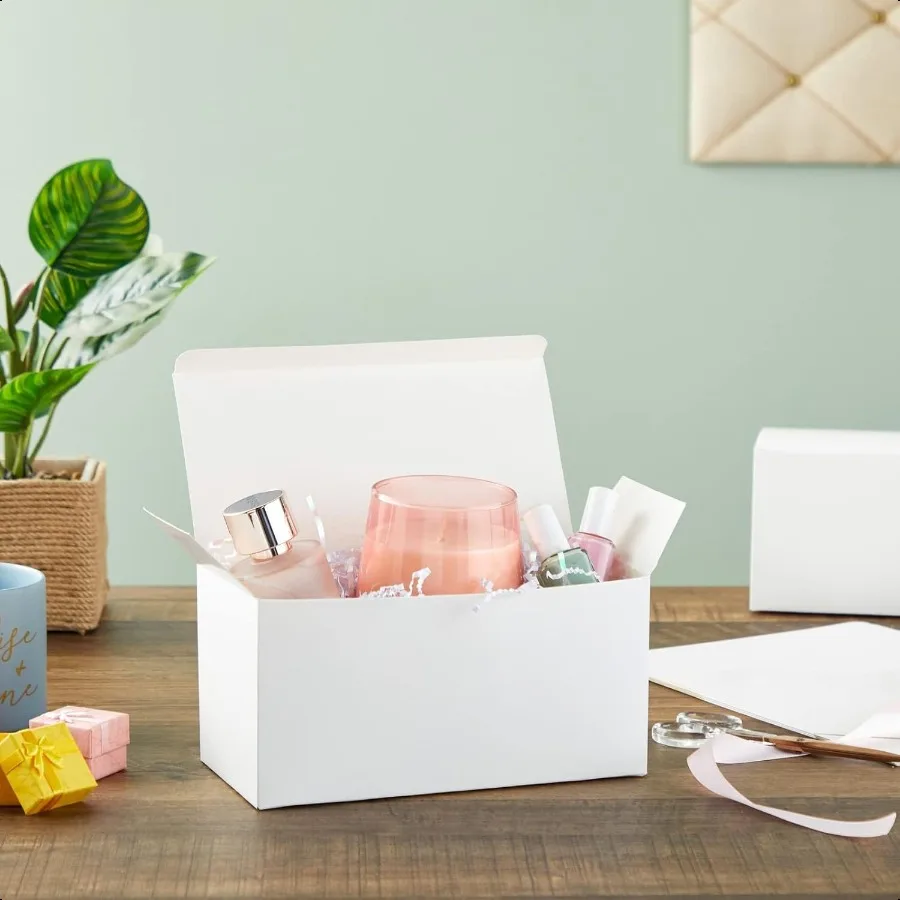 20 Pack Gift Boxes with Lids for Presents 9 x 4.5 x 4.5 in White Cardstock Box Decorative Bridesmaid Boxes