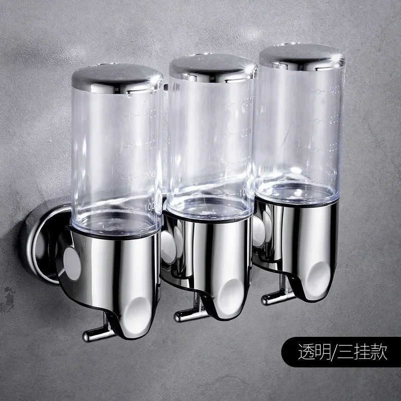 Home Bathroom 3in1 Stainless Steel ABS Shampoo Conditioner Shower Gel Dispenser Shampoo and Conditioner Dispenser Wall with Lock