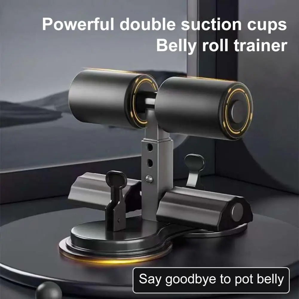 Waist Trainer Exercise Tool Sit-up Bar with Resistance Bands Indoor Abdominal Core Trainer Dual Suction Cup Foot Holder for Home