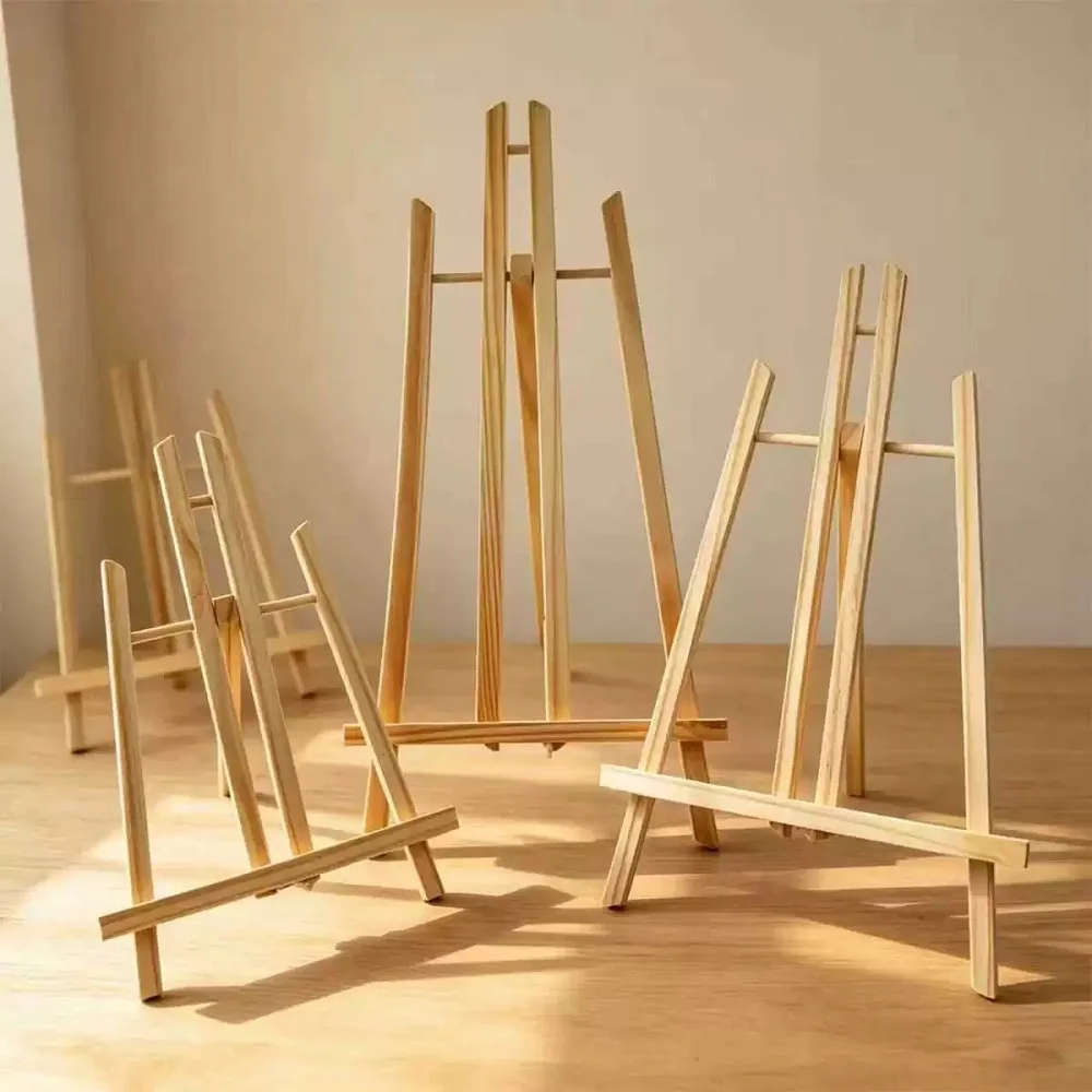 Wooden Tabletop Easel 30/40/50cm Foldable Triangle Display Stand Desktop Painting Holder Art Craft Photo Frame Display Supplies