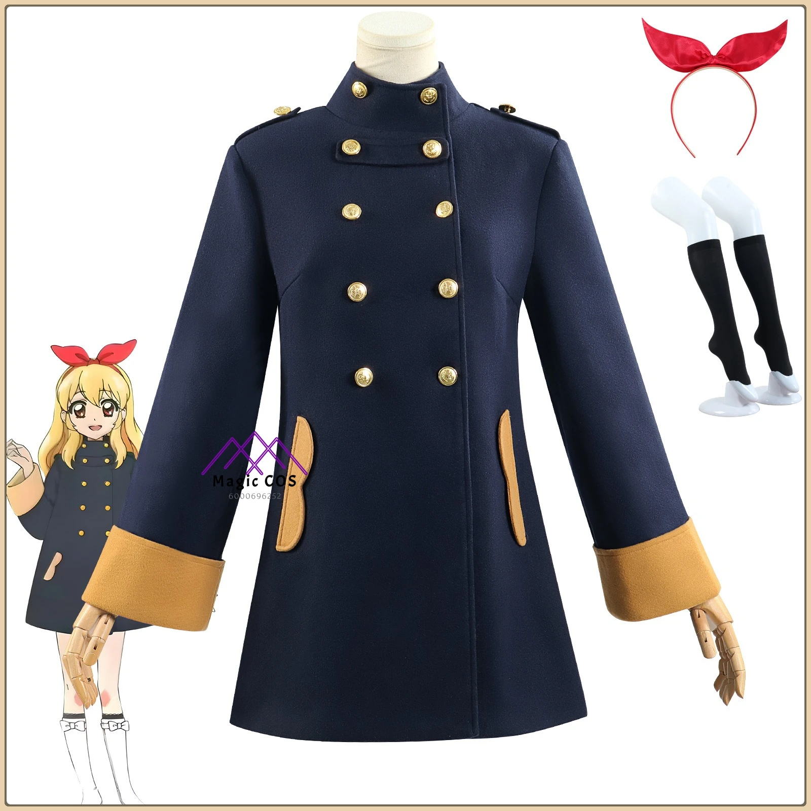 

Anime Aikatsu! Hoshimiya Ichigo Cosplay Complete Set Winter Uniform Wig Full Accessories High Quality Anime Clothes (Female)