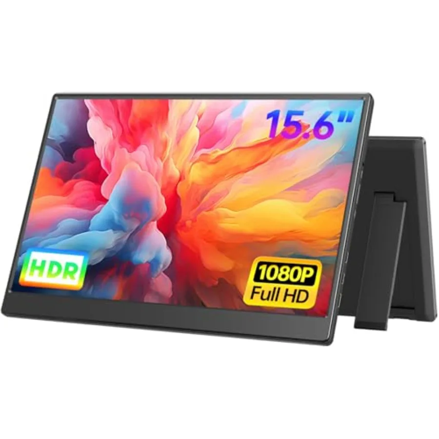 

Portable Monitor 15.6-inch FHD 1080P Ultra-Slim Travel External Monitor HDR IPS Gaming Display with Kickstand andSpeakers USB-C
