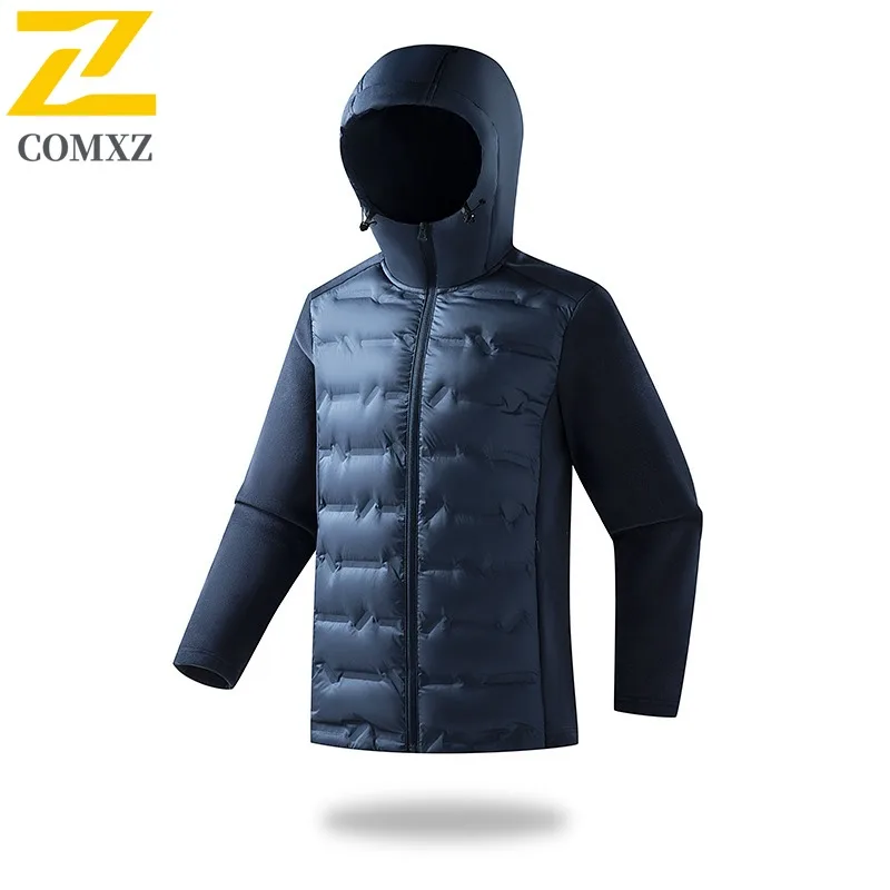COMXZ Brand Men Short Down Jacket Hooded Commuting Office Ultra Light Puffer Jacket Korean Fashion Self-cultivation Winter Coat