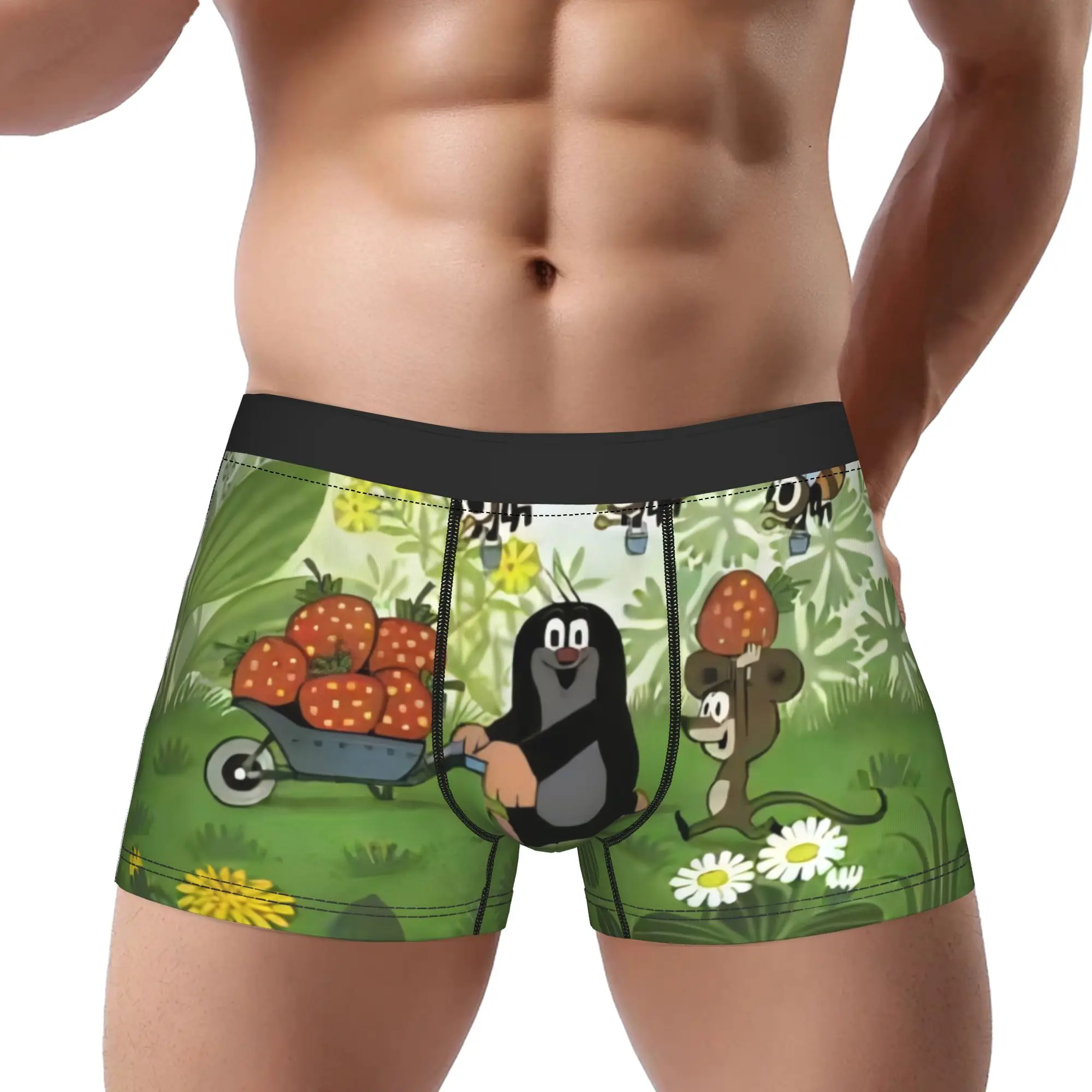 Little Mole Underpants Homme Panties Male Underwear Little Mole Print Shorts Boxer Briefs