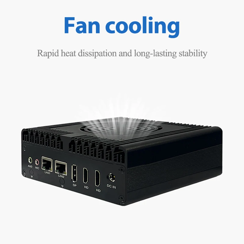 MINI PC industriale intelligente Ventola a basso consumo Raffreddamento N100 Doppia rete Singola seriale 8USB Display triplo Computer industriale