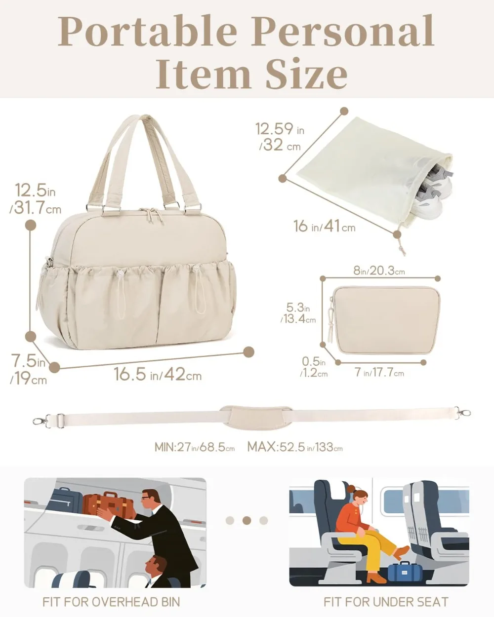Kabaqoo 15.6 Inch Laptop Gym Bag For Women Carry on Weekender Duffel Tote Bags Waterproof Duffle Bag for Travel with Wet Pocket view 5