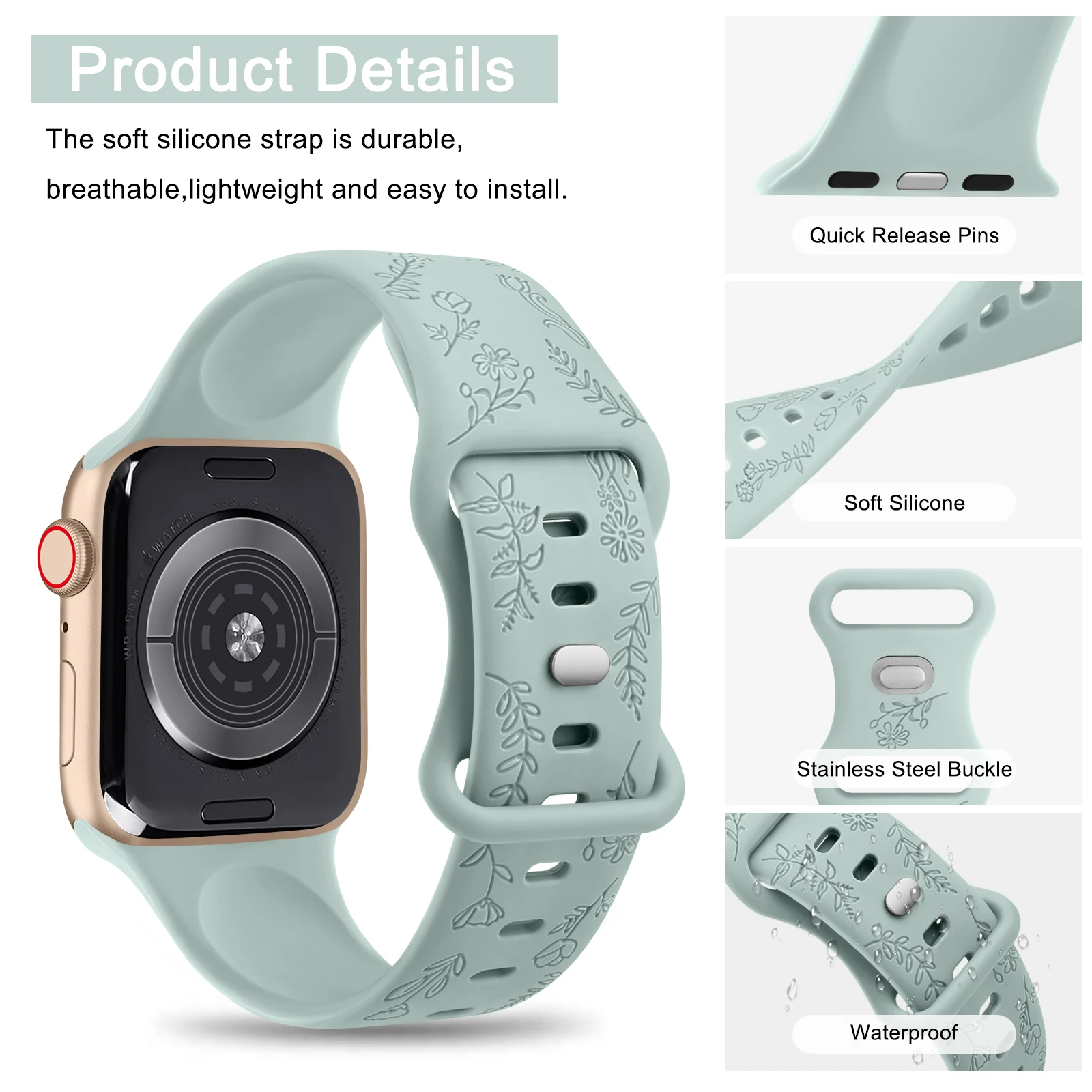 Ремешок силиконовый для Apple Watch 9 8 7 6 5 4 3 SE, мягкий браслет для IWatch Ultra 49 мм 45 мм 41 мм 40 мм 44 мм 38 мм 42 мм