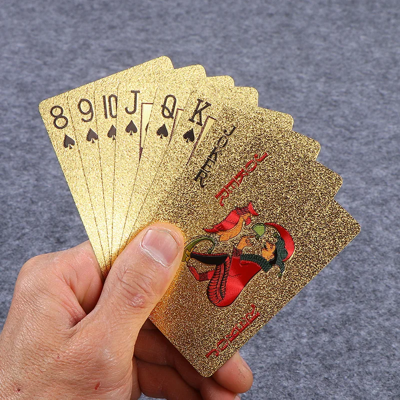 أوراق اللعب باللونين الذهبي والأسود، أوراق اللعب المقاومة للماء مع الصناديق، أوراق اللعب المرنة عالية الجودة بملمس #4