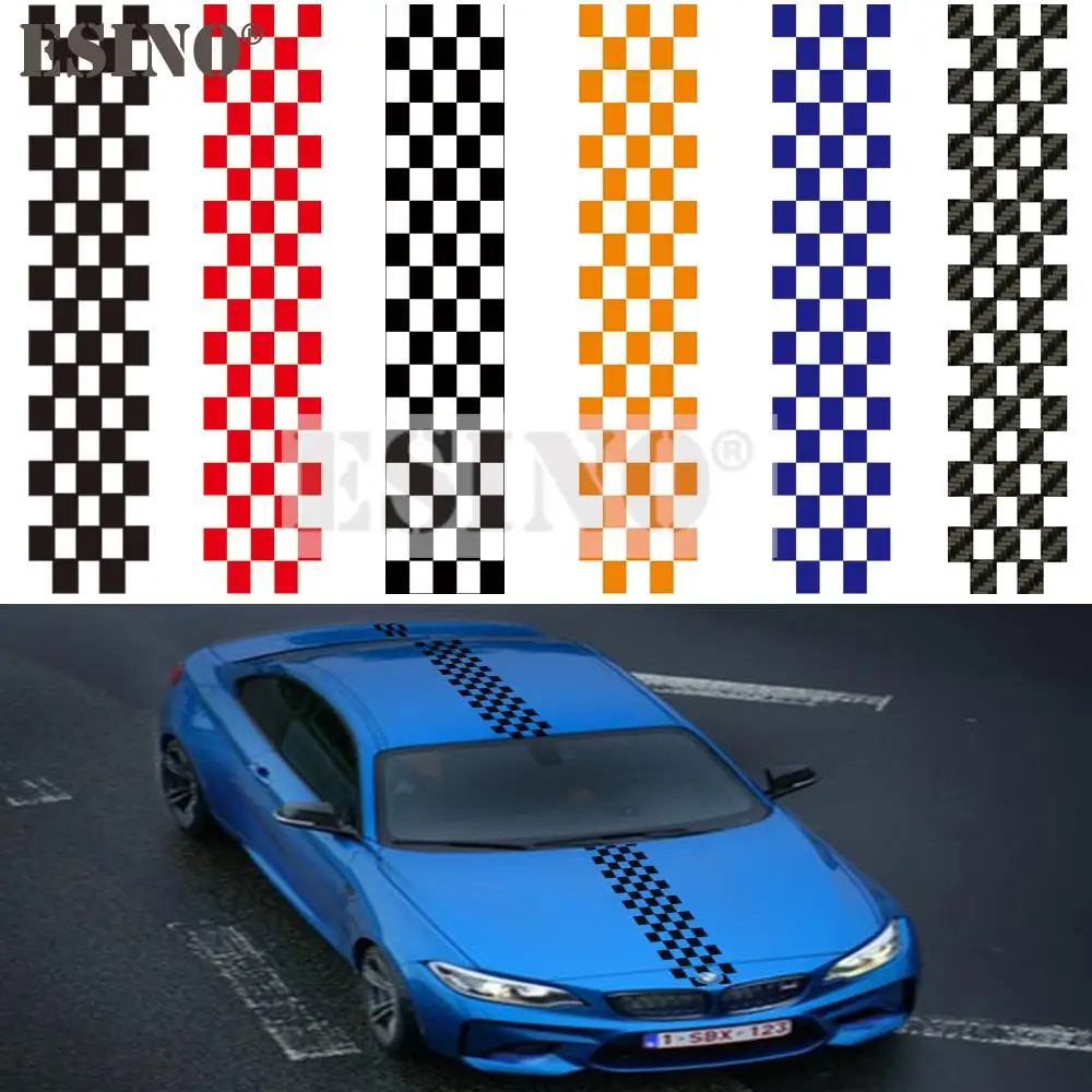 

Hot Selling New Styling Racing Flag Car Hood Covers Vinyl Sports Decal Head Decorative Sticker Car Accessories 23 cm x 120 cm