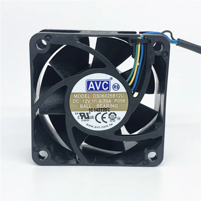 Rodamiento de bolas AVC DS06025B12U 12V 0.7A 6025 60MM 60x60x25MM ventilador de CPU caja de computadora ventilador de refrigeración con 4 pines PWM