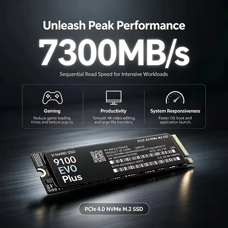 9100 EVO Plus M.2 2280 NVMe SSD 500GB-4TB 7300MB/s Internal Solid State Drive for PS5 Gaming Desktop Laptop PC High Speed PC SSD