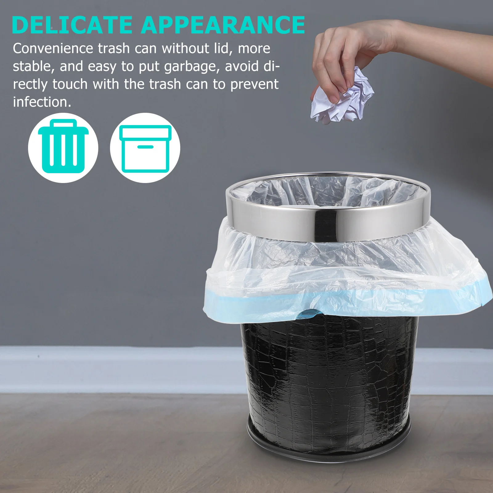 

Waste Bin Stainless Farmhouse Trash Recycling Bins Car Small Bathroom Can Basket Garbage Bedroom Plastic