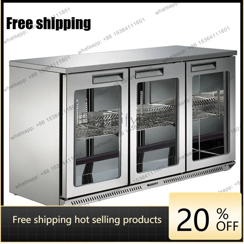 YJ Commercial Embedded Bar Refrigerator Air Cooling Stainless Steel Display Cooler For Beer Beverage Wine In Pub
