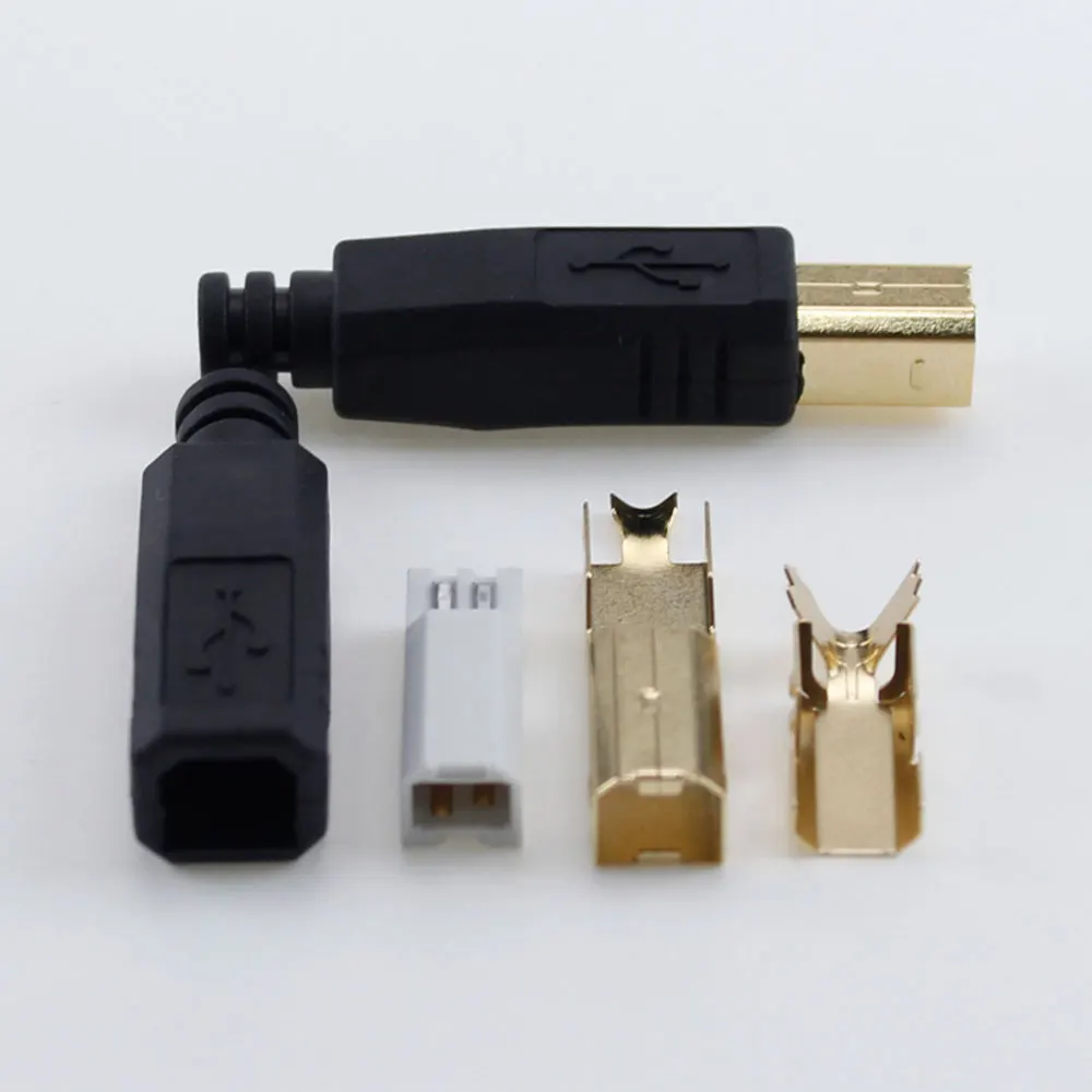 금도금 DIY USB 2.0 B 타입, 4 핀 수 프린터 포트, 솔더 어셈블리 어댑터 커넥터, DIY 플러그 소켓, 1 개