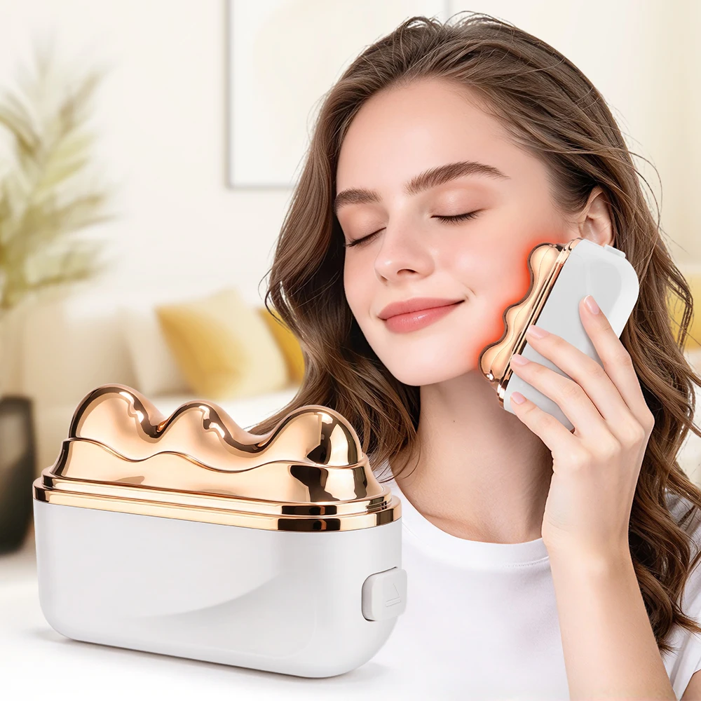 Scalp Massage Comb Kit with 3 Replaceable Heads Bian Stone Gua Sha Vibration Light Rechargeable Portable for Face and Neck Care