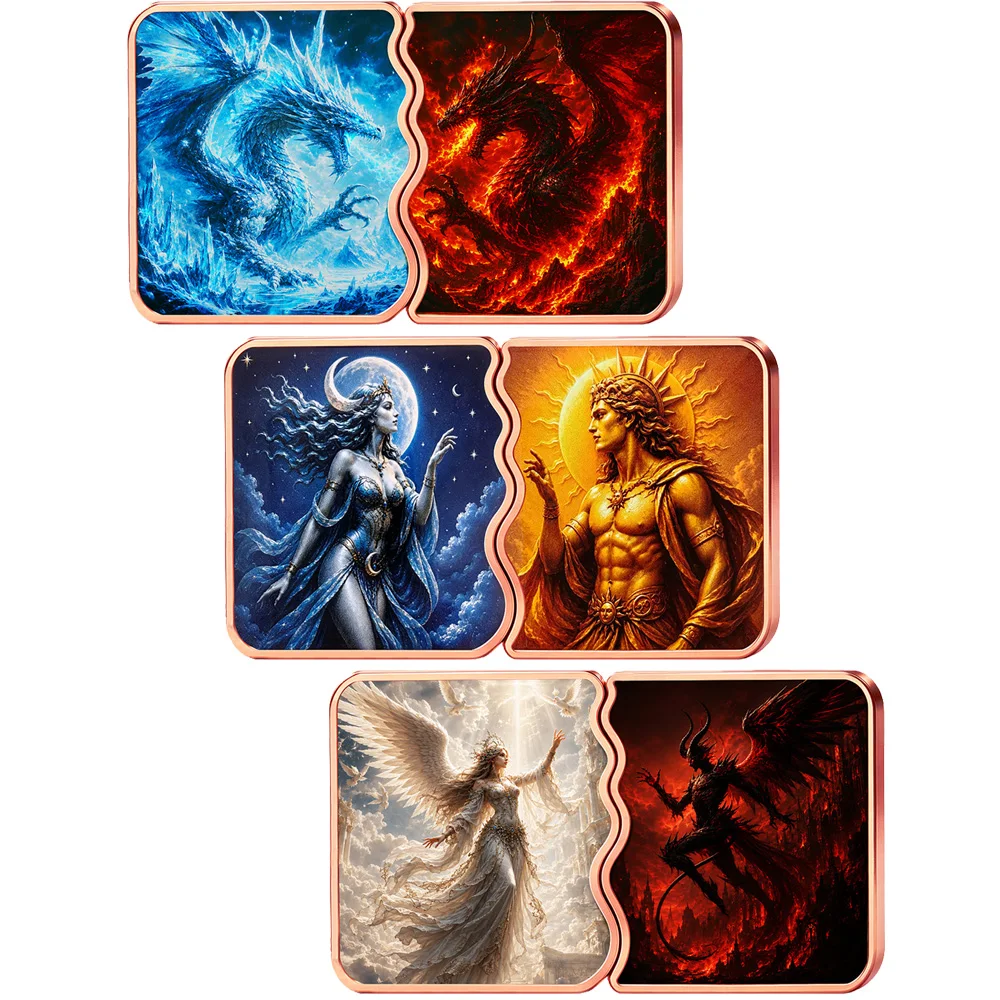 10oz .999 Fine Copper Dragon Puzzle Bar Ice Fire Dragon Copper Bars Collectible Commemorative Medal Collection Souvenir Gift