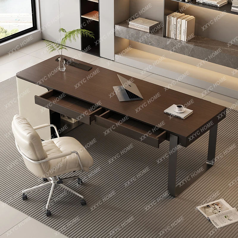 

Italian minimalist solid wood study computer desk modern minimalist light luxury high-end boss desk