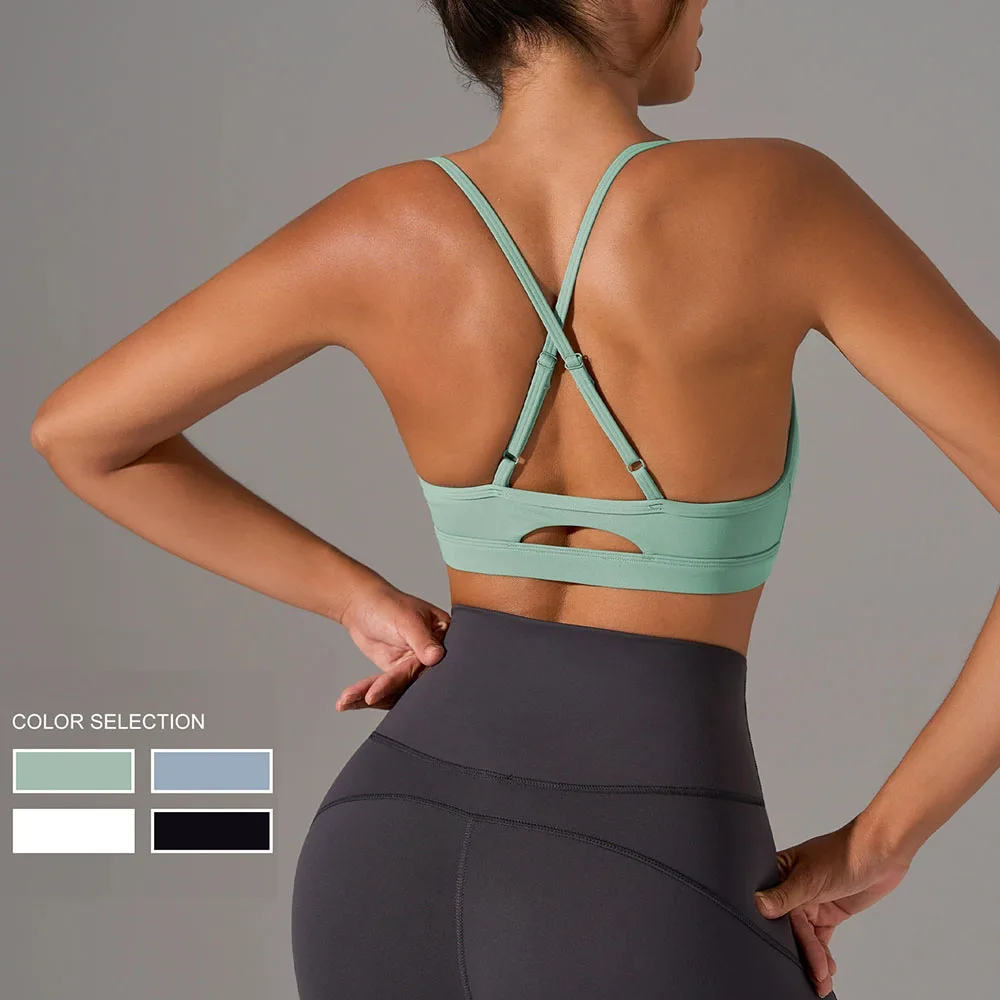 

Женский спортивный бюстгальтер для интенсивных тренировок - регулируемый бюстгальтер для йоги с перекрестной спинкой, с подкладкой и эффектом пуш-ап, для тренировок в зале, бега и фитнеса
