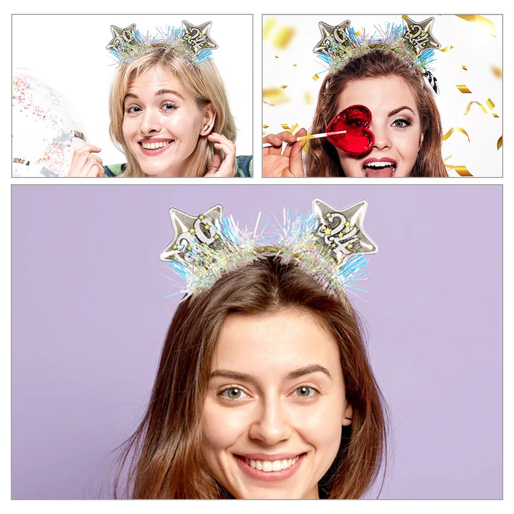 

2024 Headband New Year Party Photo Props Durable Soft PVC Materials Five-Pointed Star Design Suitable for Multiple Hairstyles