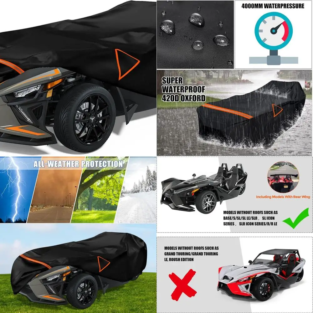 غطاء Go Kart مقاوم للماء متوافق مع موديل 2015-2025 Polaris Slingshot بدون سقف، غطاء مركبة من قماش أكسفورد 420D مع Ai #1