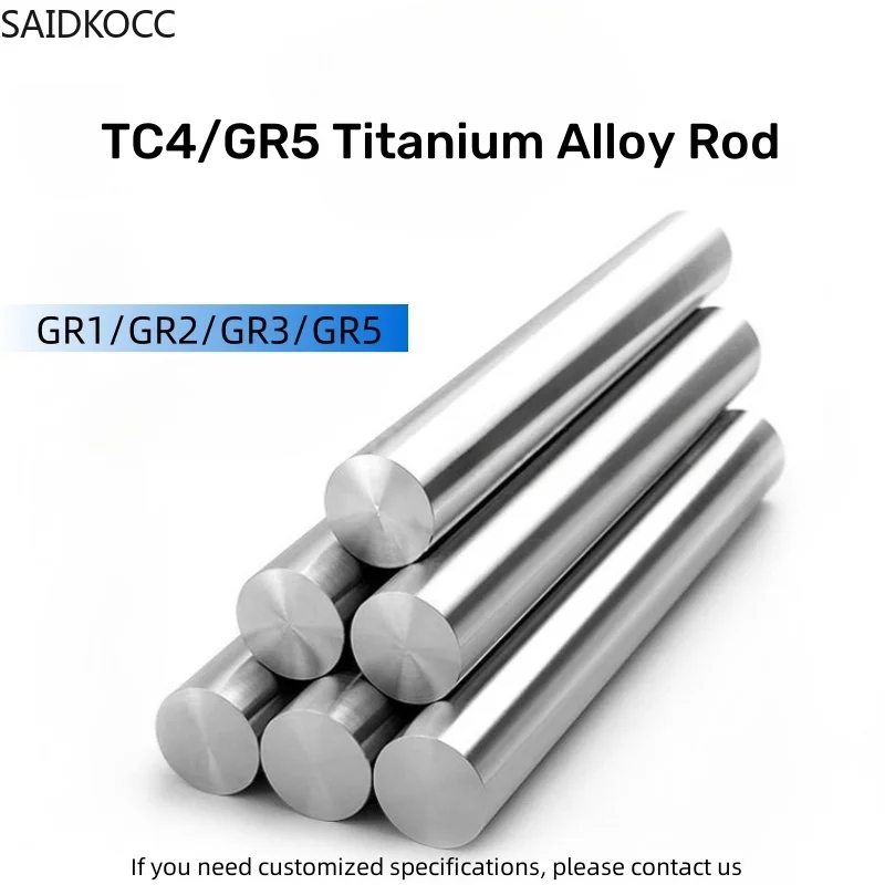 SAIDKOCC 2pcs Length 200mm Diameter 4-14mm Titanium Rod GR5 Titanium Alloy Rod TC4 Solid Titanium Round Rod Custom