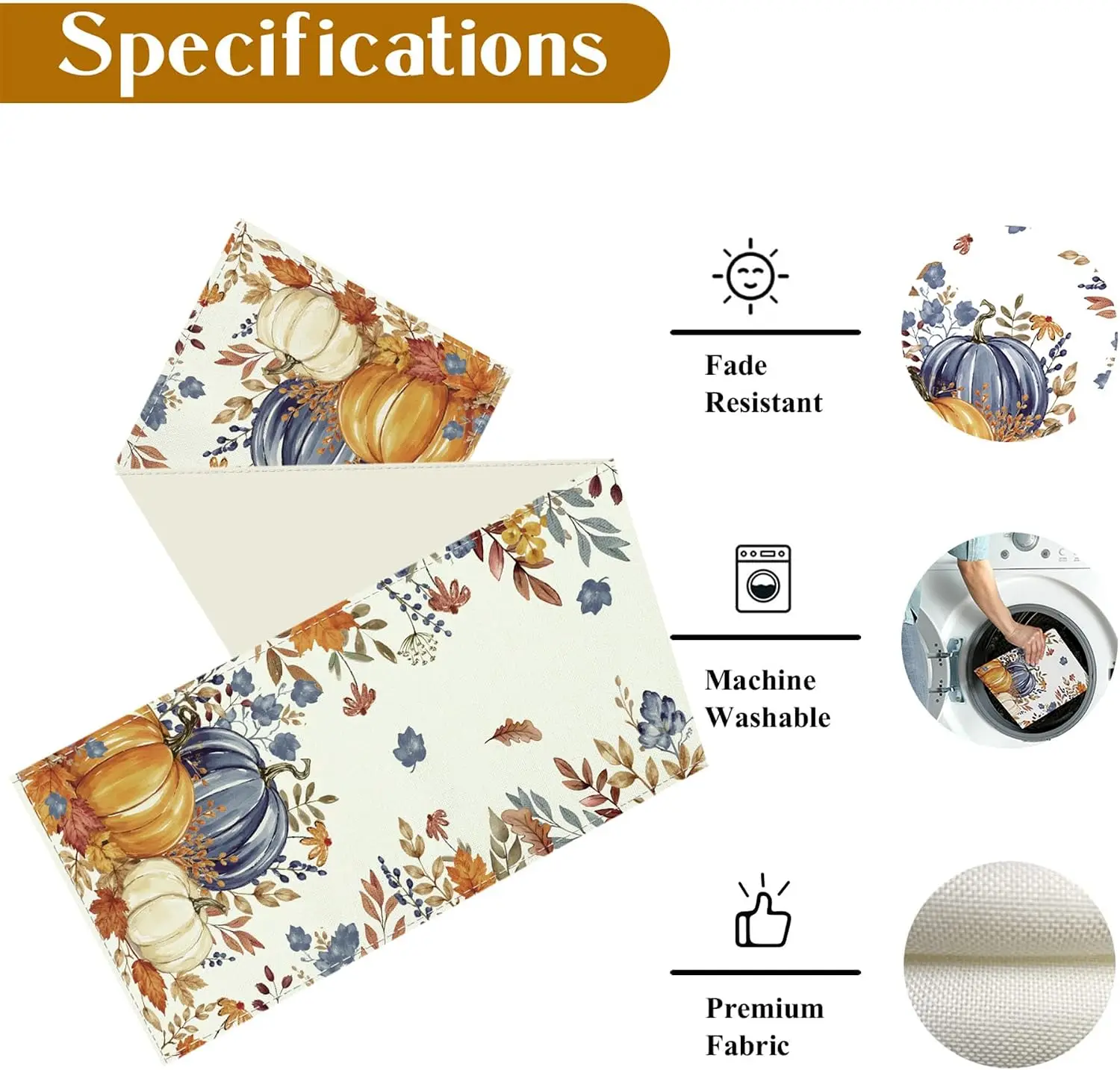Fall Harvest Pumpkin Maple Leaves Linen Table Runner Holiday Party Decor Reusable Kitchen Dinning Table Runner Autumn Decoration
