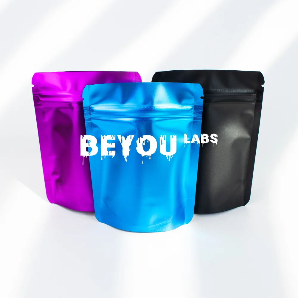 Plastic Opp Pouches Empty Stands Up Alumnium Foil Packaging 3.5G Matte Smell Proof Zipper Storage Baggies Keep Fresh Cookies Nut