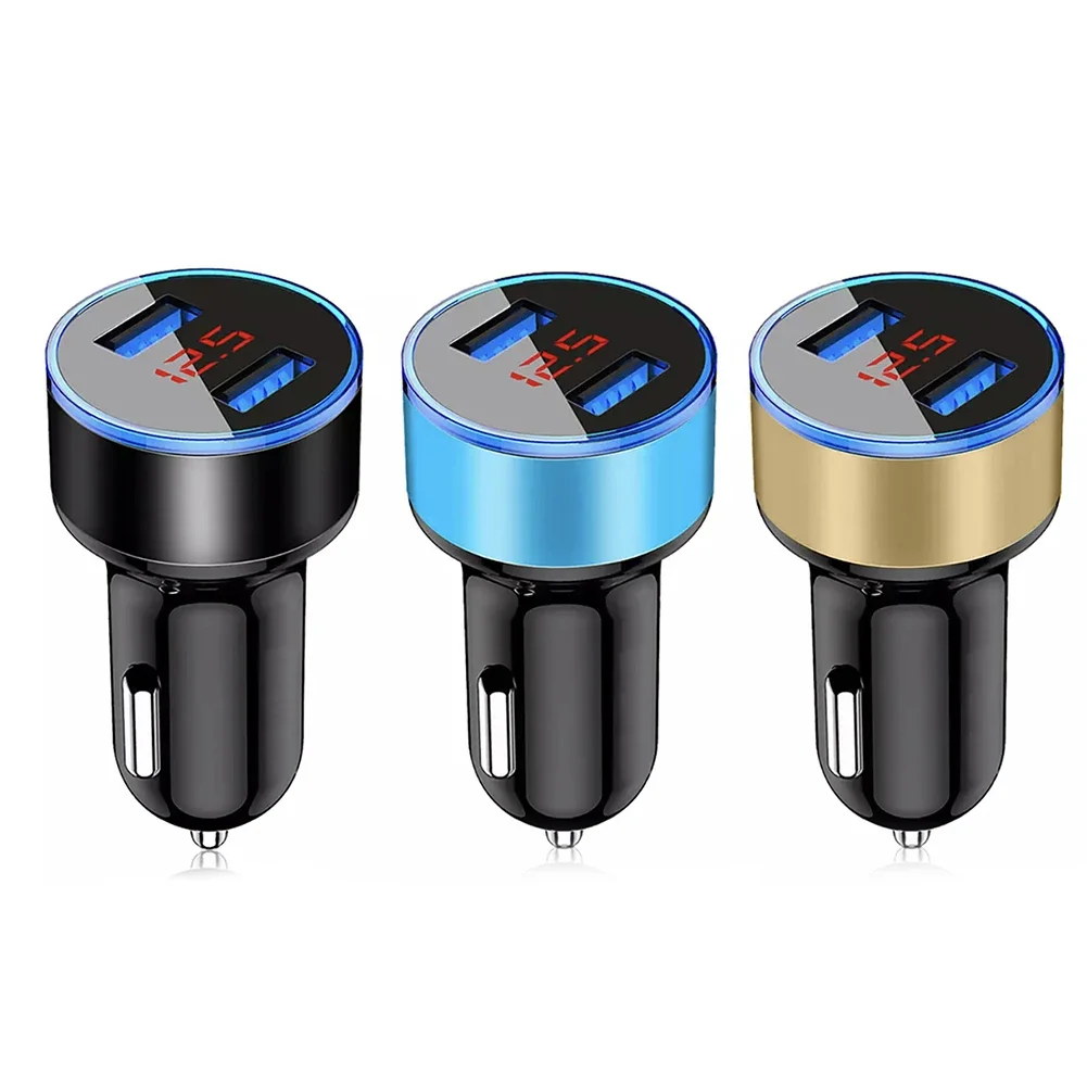 Car Charger Adapter Dual USB 2 Port Phone Charge Adapter 3.1A Super Fast Charging Cigarette Lighter Adapter Aluminum Alloy 17.5W
