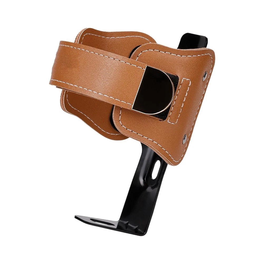 Lightweight Aluminum and Leather Water Bottle Holder for Bicycles with Contoured Fit and Vibration Dampening Design