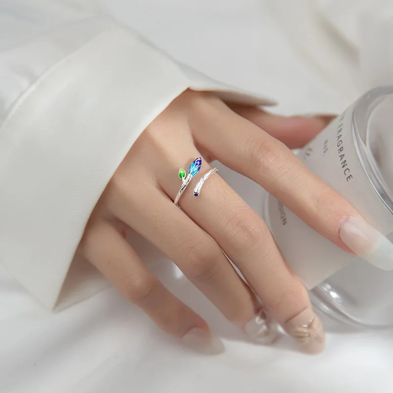 

53-58mm Women Ring 925 Sterling Silver Leaf Enthic Rings For Women 925 Silver Fine In Jewerly Rings Woman Resizable