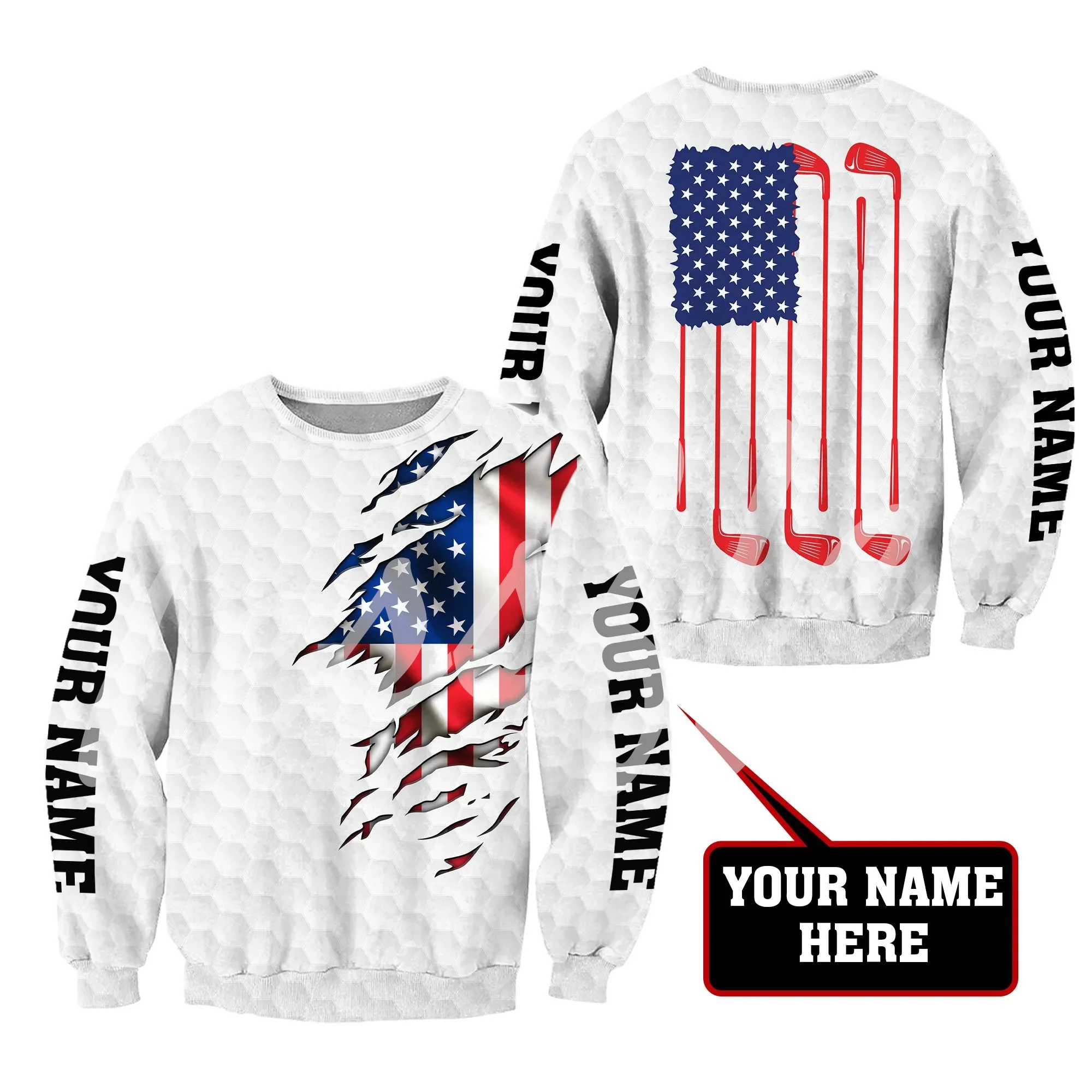 Custom Name Sports Golf Player Tattoo Golfer Tracksuit Retro 3DPrint Streetwear Pullover Harajuku Casual Funny Jacket Hoodies 7X