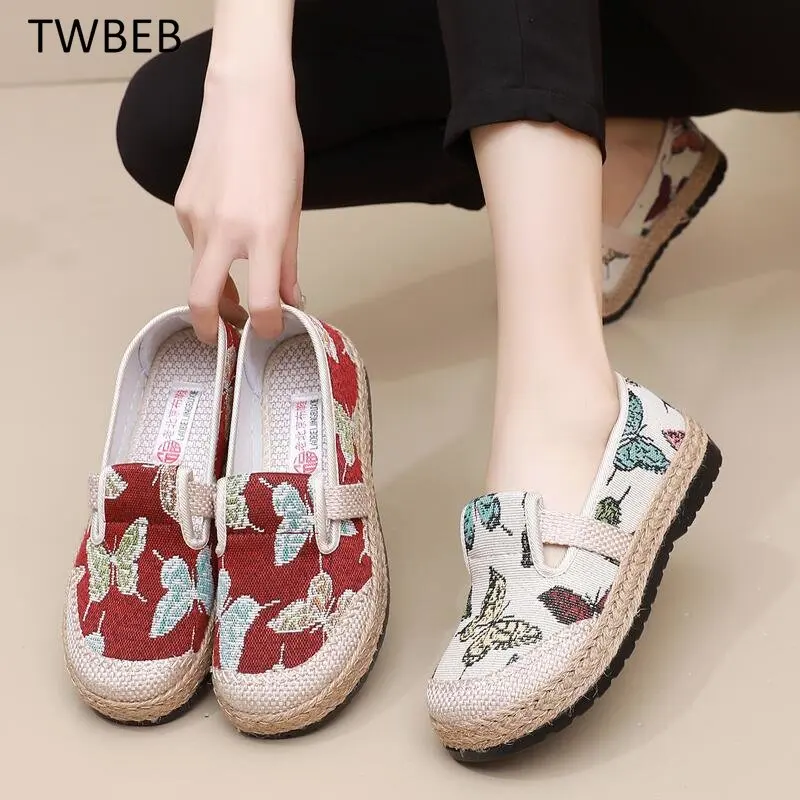 New Arrival 2023 Spring Women's Flat Casual Shoes Retro Beijing Style Slip-on Shoes