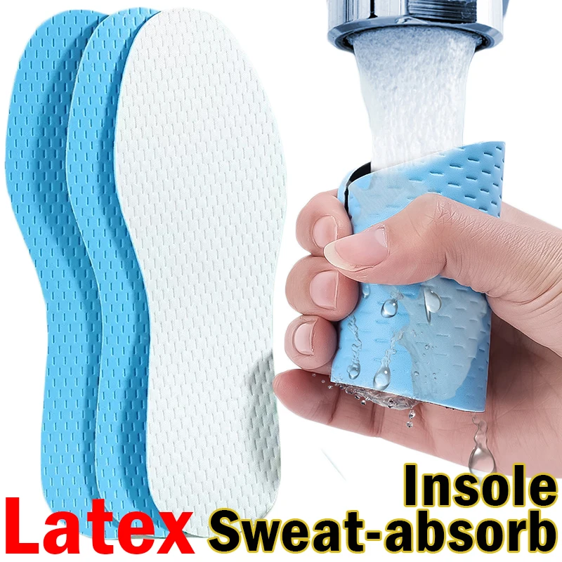 Latex Super Soft Insoles Summer Sweat Absorb Deodorization Insole Elastic Shoes Sandal Breathable Pads Sport Thin Insert Cushion